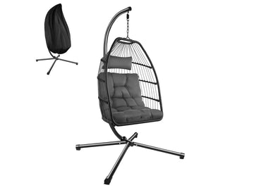 Silla colgante Ariane con estructura y cojín 160kg TECTAKE 107x98x202 cm