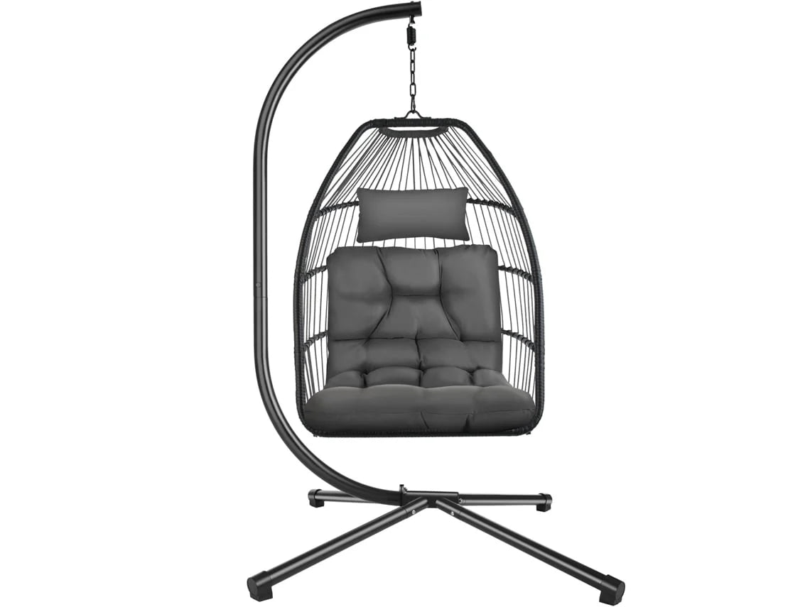 Silla colgante Ariane con estructura y cojín 160kg TECTAKE 107x98x202 cm
