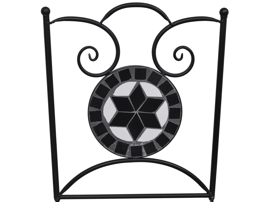 Set mesa y sillas jardín 3 pzas baldosa cerámica blanco y negro PANGSHIYUAN