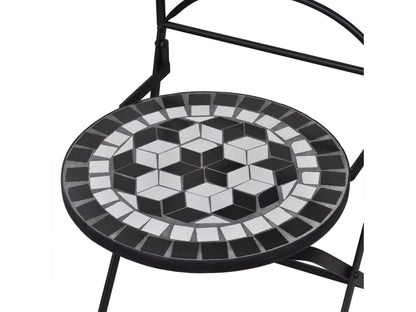 Set mesa y sillas jardín 3 pzas baldosa cerámica blanco y negro PANGSHIYUAN