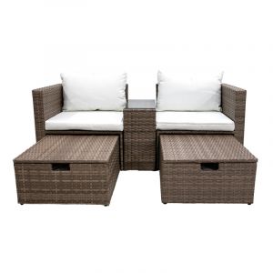 Set de jardín 5 piezas estilo ratán beige